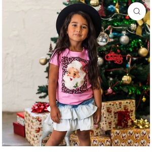 Rock Your Baby Pink Santa Shirt Christmas Holiday Leopard